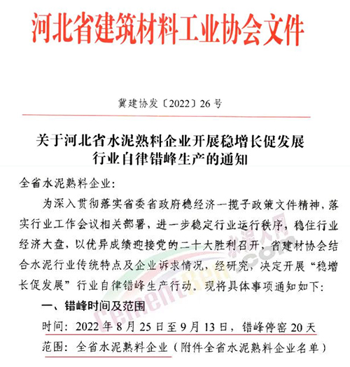 錯峰生產(chǎn)通知