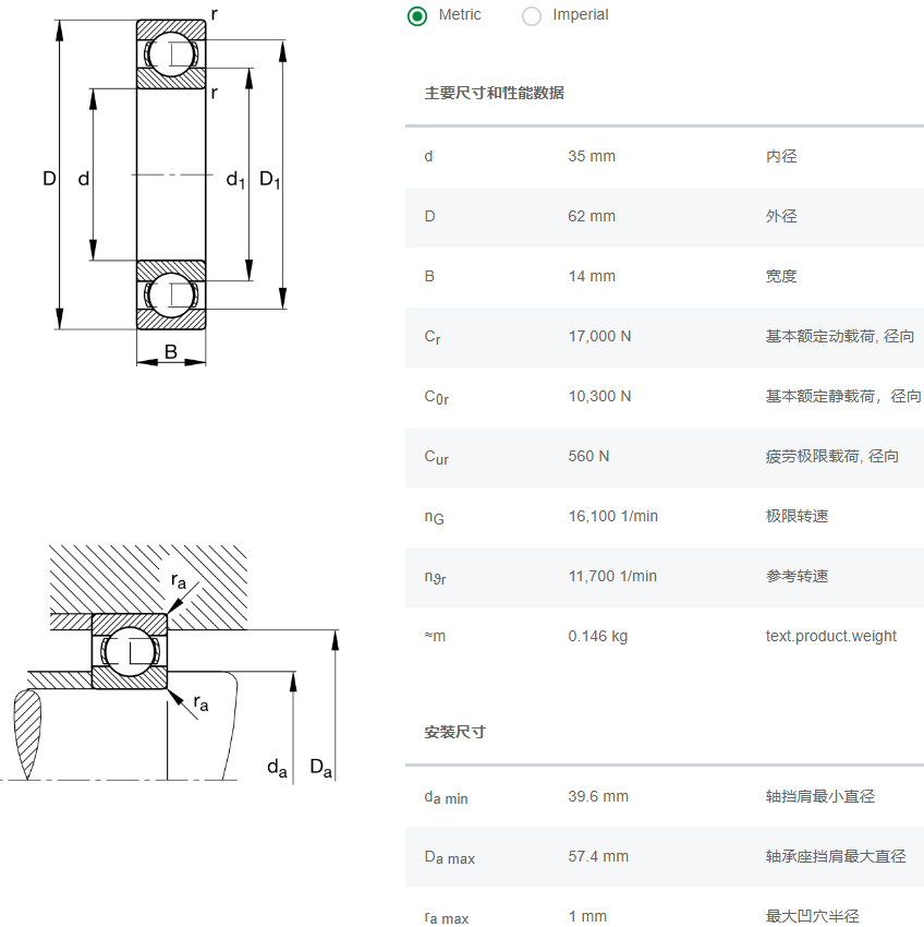 6007軸承數據